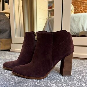 Ivanka Trump Maroon Suede Heeled Booties